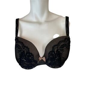 Le Mystere Aria 1271 Black Lace Push Up Bra sz 38B